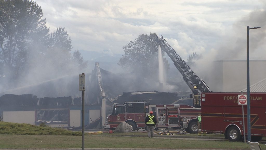 Smoke rises from Hazel Trembath Elementary School