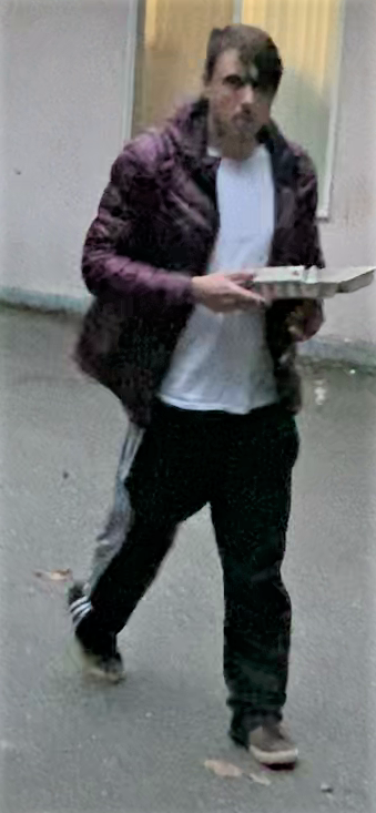 A still from a video of a suspect wanted in connection with the egging of a home in Surrey that provides services to the Jewish community.