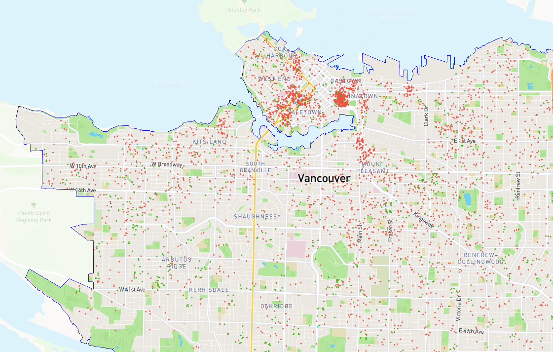 According to "Inside AirBnB" there are more than 4,300 short term rentals listed on AirBnB in Vancouver as of Oct. 16. Tis accounts for 64 per cent of all AirBnB listings. (Courtesy Inside AirBnB)