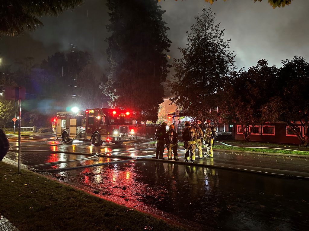 A series of four homes in Burnaby have been badly damaged after an early morning fire tore through the structures Wednesday. (Supplied: Aimee Chung)