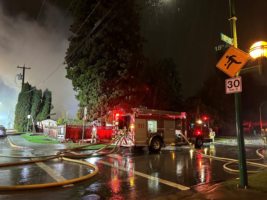 A series of four homes in Burnaby have been badly damaged after an early morning fire tore through the structures Wednesday. (Supplied: Aimee Chung)