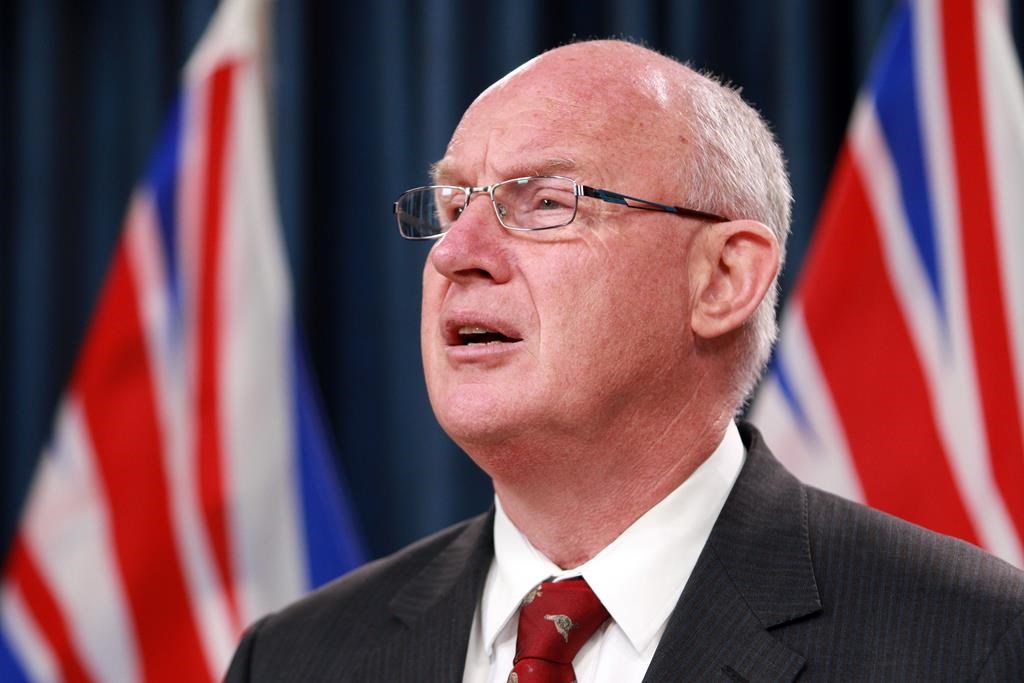 Minister of Public Safety and Solicitor General Mike Farnworth speaks during a press conference in the press theatre at legislature in Victoria, B.C., on Friday, April 28, 2023.