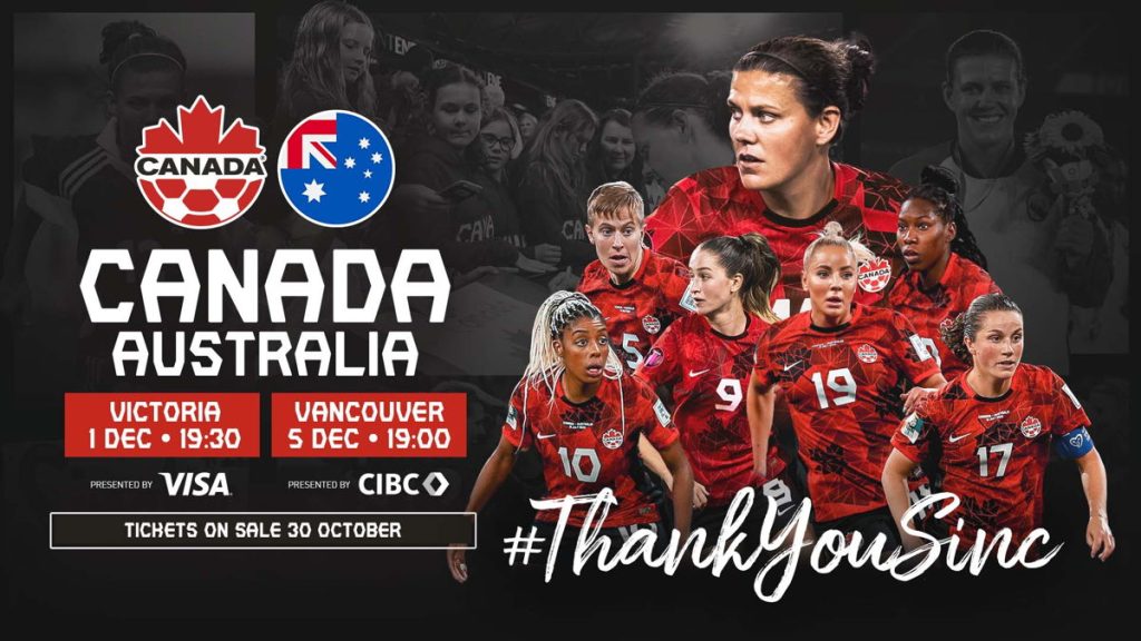 The poster for a Canada-Australia soccer series in B.C. that will be Christine Sinclair's final for the squad