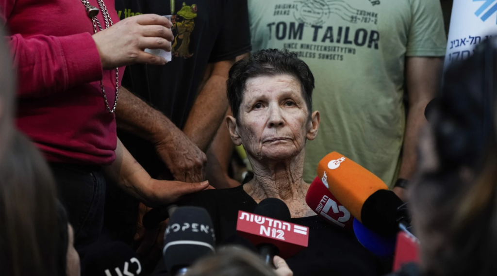 Yocheved Lifshitz, 85, was recently released after being taken hostage by Hamas at the beginning of October. (AP Image / Ariel Schalit)