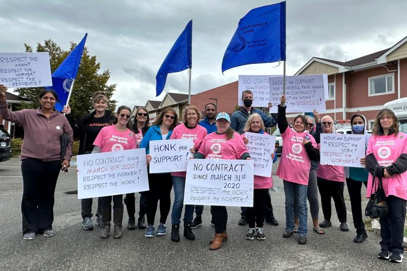 negotiations. HEU took a one-day job action Oct. 20 at two of its locations -- Delta View Care Centre in Delta and Pioneer Lodge in Salmon Arm -- saying they were fighting for better benefits, sick leave, and working conditions.