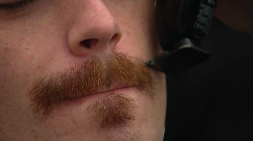 A close up of a Movember moustache being shaped