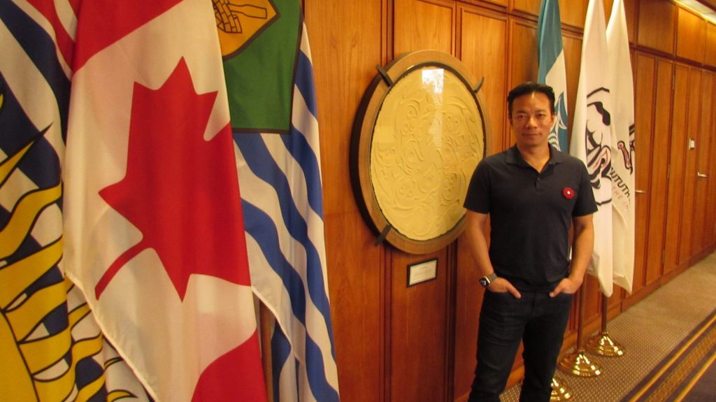 Vancouver Mayor Ken Sim stands for a photo at City Hall during a one-on-one year-end interview with CityNews