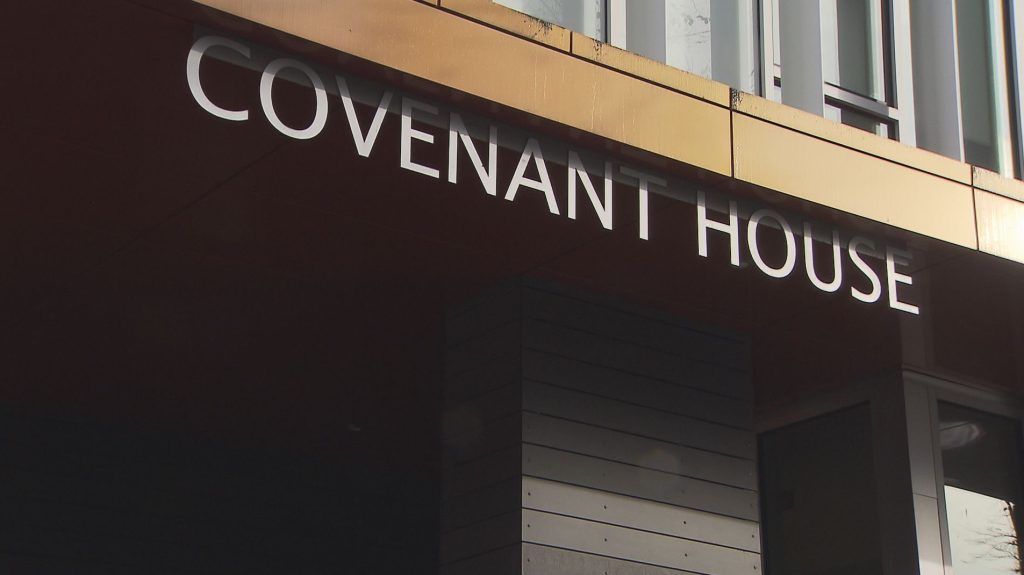 The exterior of Covenant House in Vancouver on Tuesday, Feb. 6, 2024.