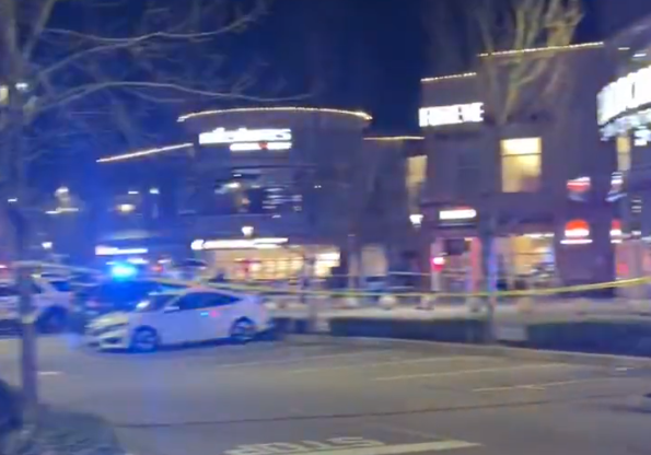 Police vehicles at Surrey's Guildford Town Centre.