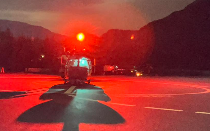 A helicopter on a North Shore Rescue operation.