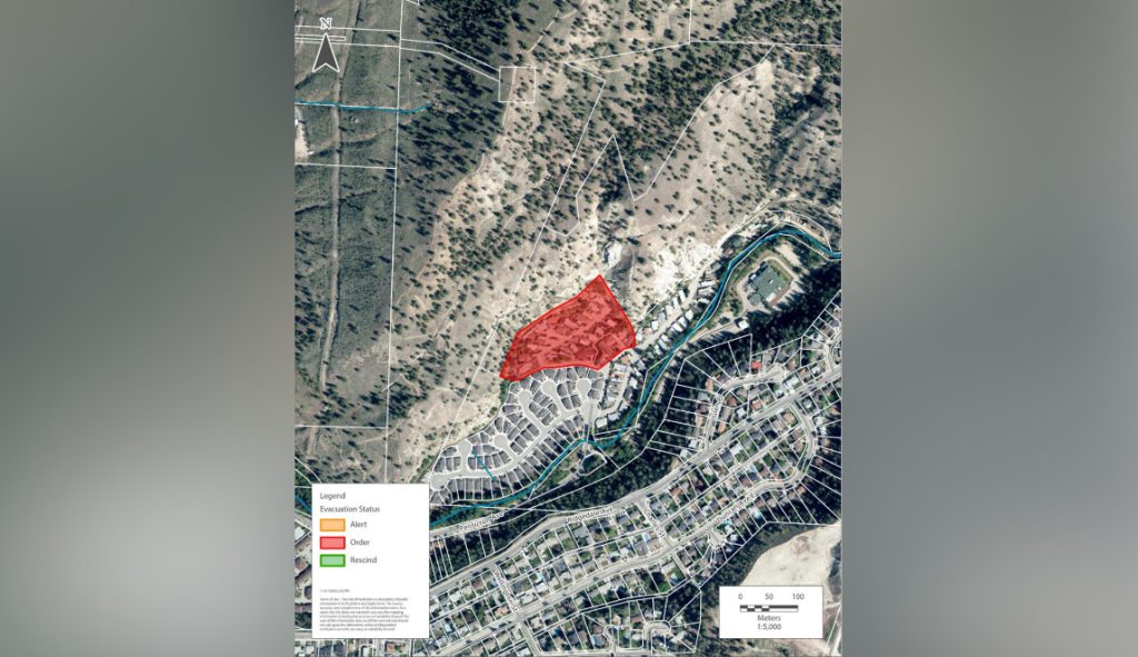 A potential rock slide in Penticton has forced the evacuation of 25 properties and the declaration of a local state of emergency.