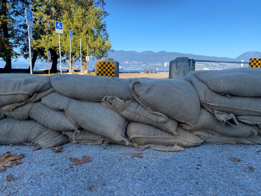 The City of Vancouver is preparing for winter storms by placing sandbags along some of its beaches as more king tides are expected in the coming months.