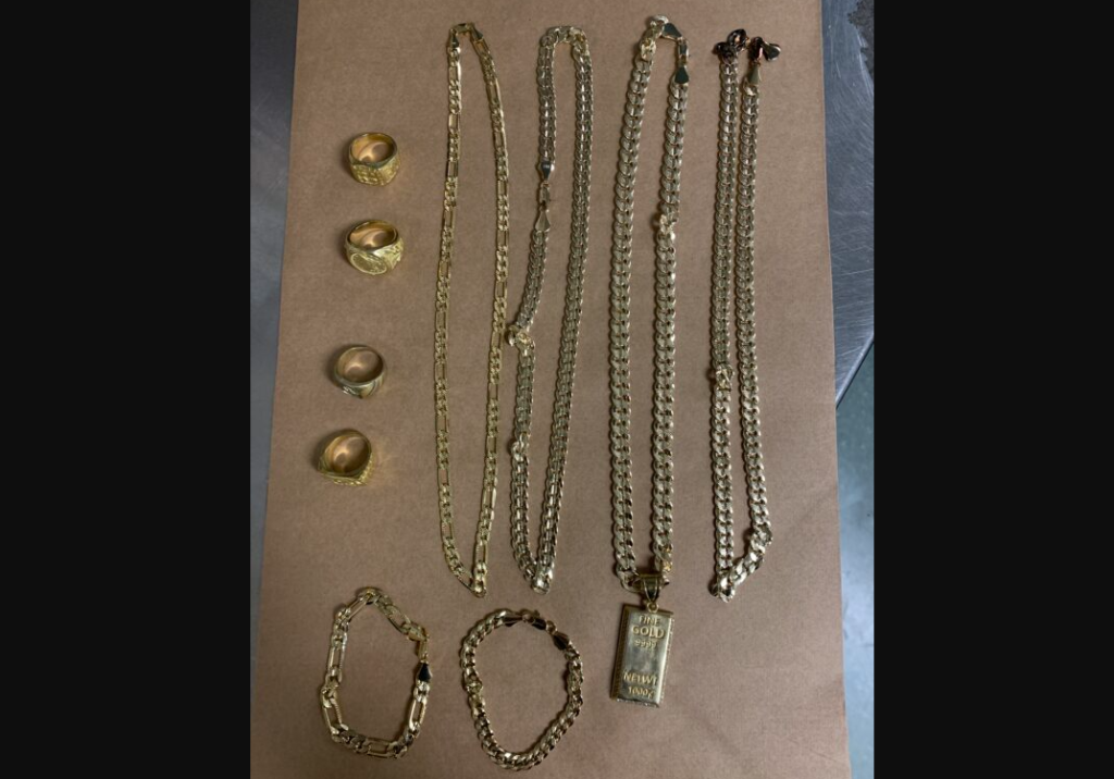 Gold jewelry that was ultimately deemed to be fake.
