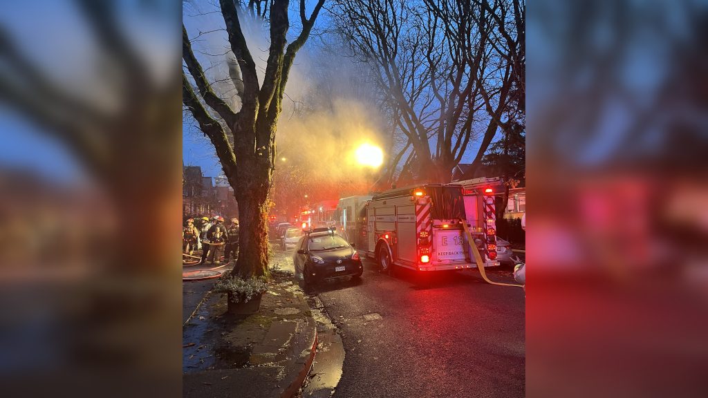 East Vancouver house fire sends smoke billowing into the air