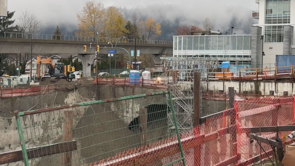 A large hole is seen at a Coquitlam construction site