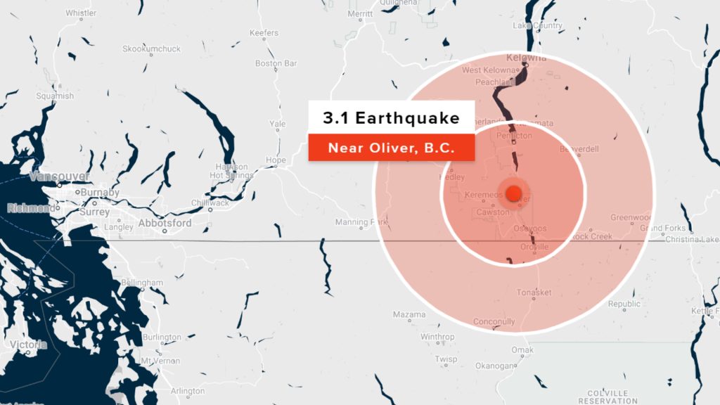 A map showing the area where a 3.1 magnitude earthquake happened on Monday December 4, 2023.