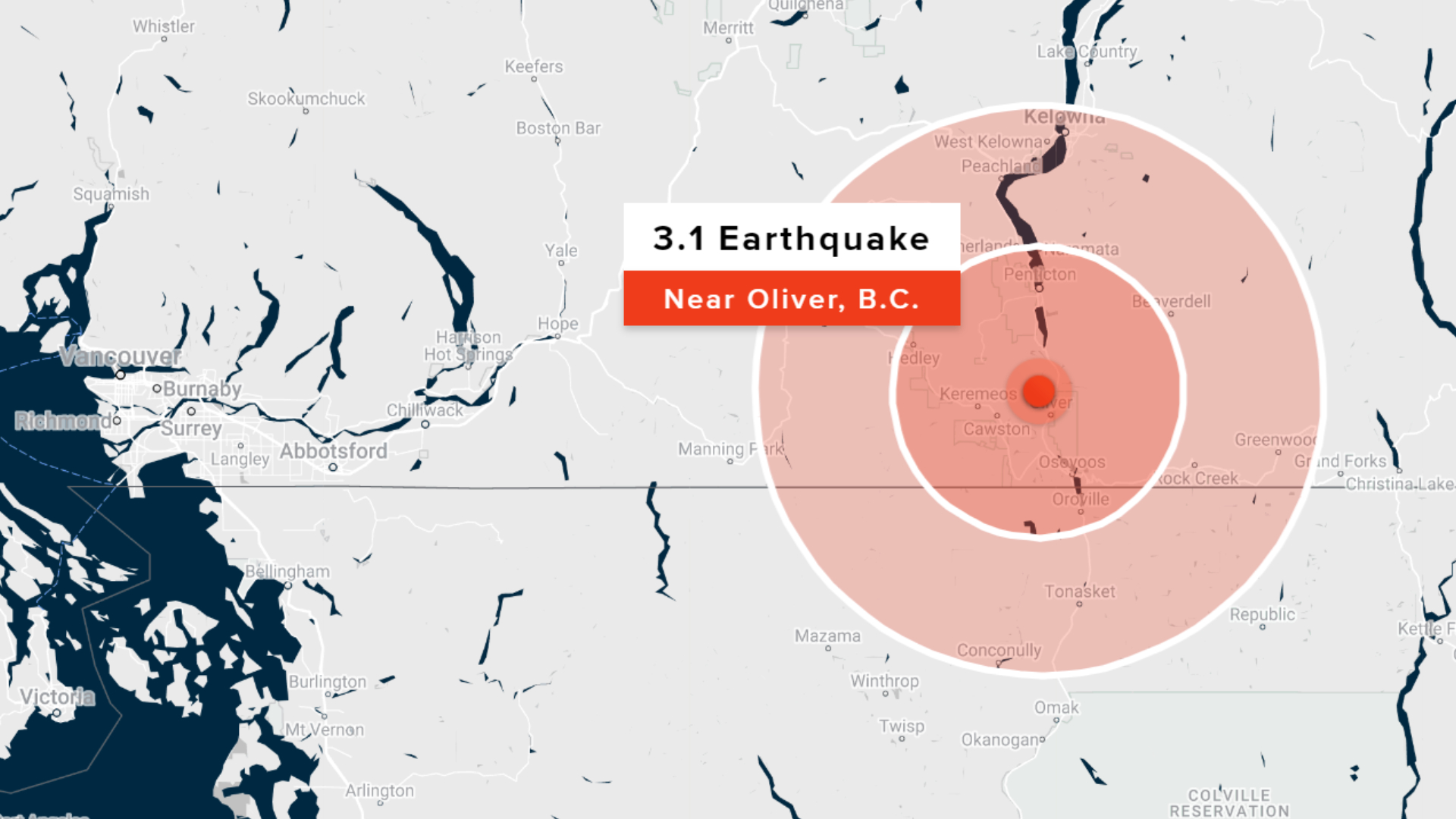 小地震震动奥卡纳根地区