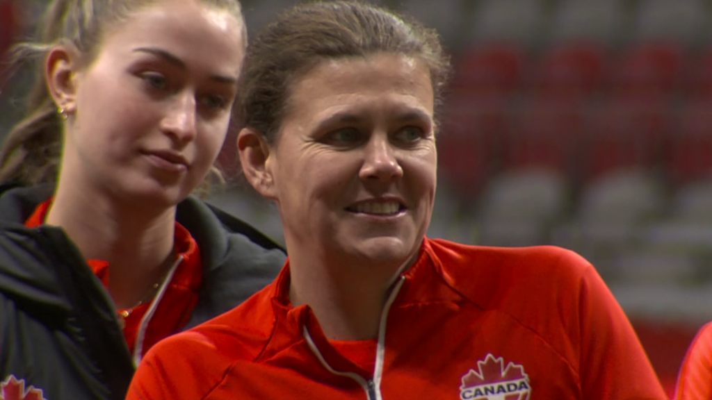 Christine Sinclair participates in a practice in Vancouver