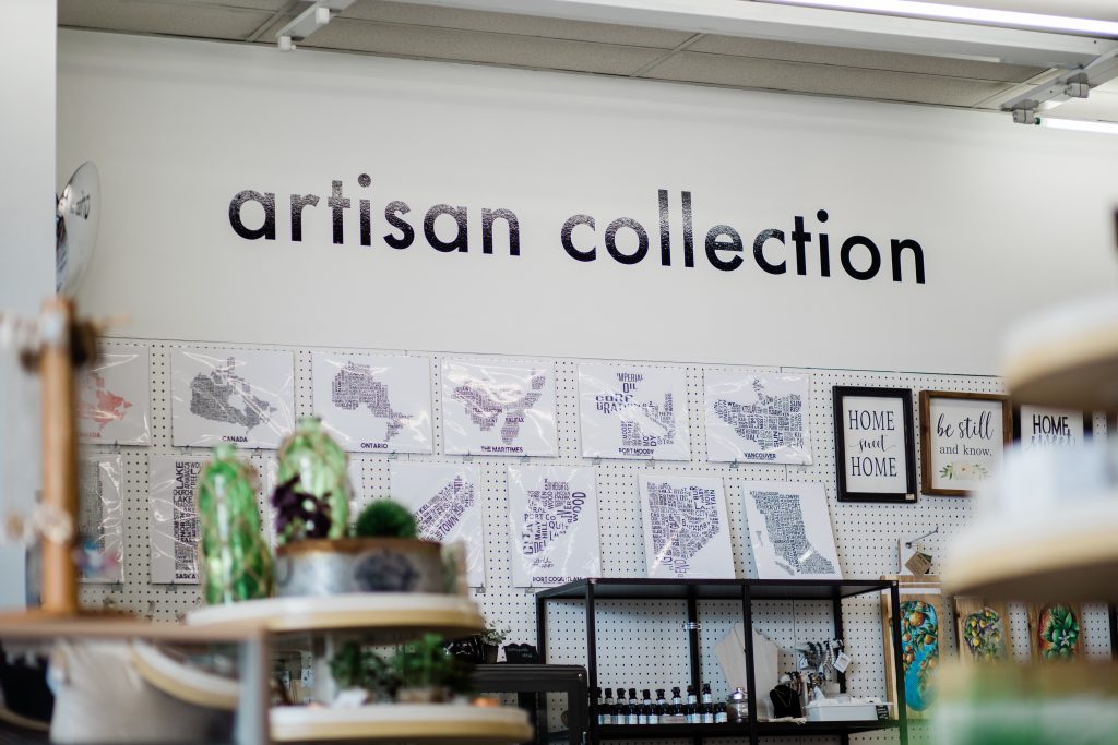 Found Boutique features pre-loved or new brand name items, specially curated for the store. This is a section of their store for their artisan collection.