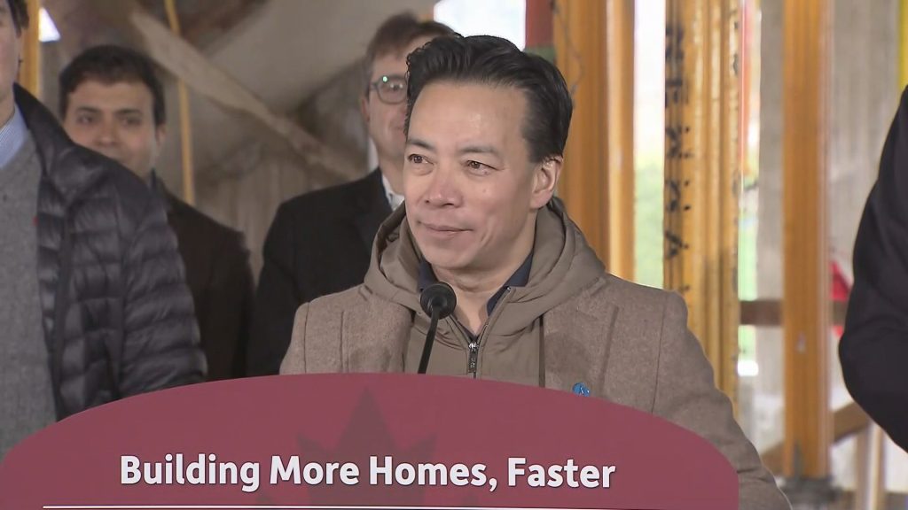 Mayor Ken Sim speaks in Vancouver, B.C. on Friday December 15, 2023.