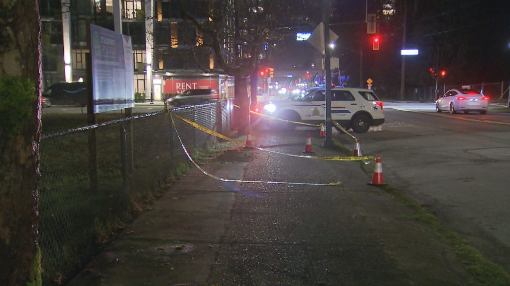 Police investigate a shooting near Westwood Street and Glen Drive in Coquitlam