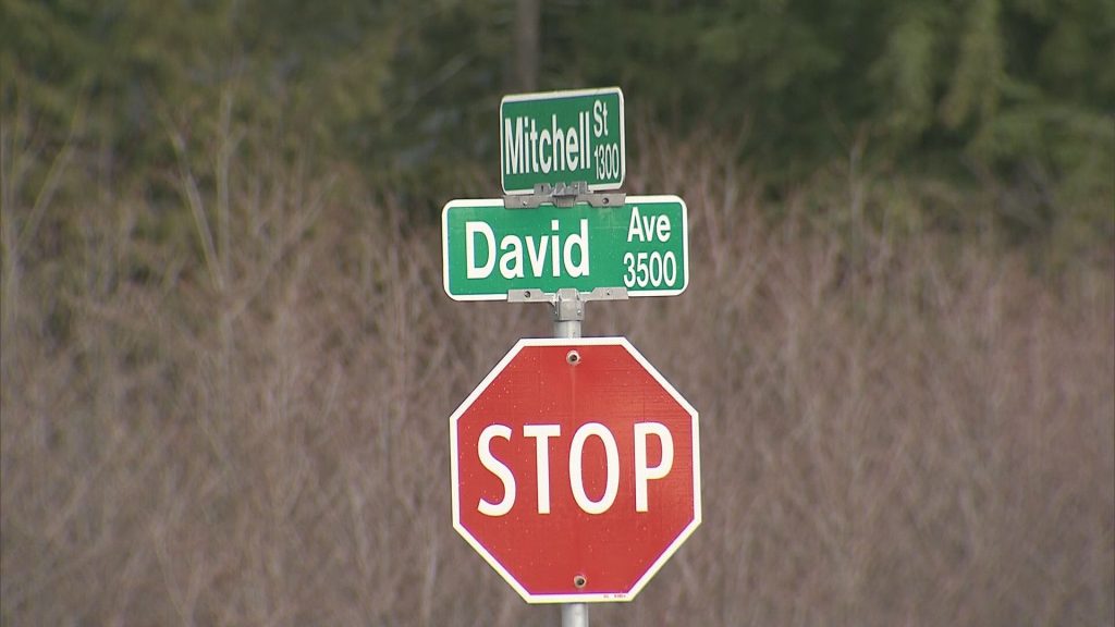 The intersection of Mitchell Street and David Avenue in Coquitlam