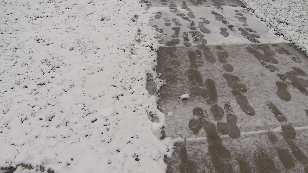 Snowy conditions are seen in Surrey, B.C.