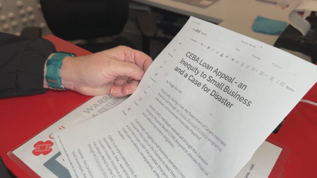 Peggy Berndt has penned an open letter to the federal government, asking it to provide relief to small businesses, like hers, which are struggling to repay the loans doled out to them during COVID-19.