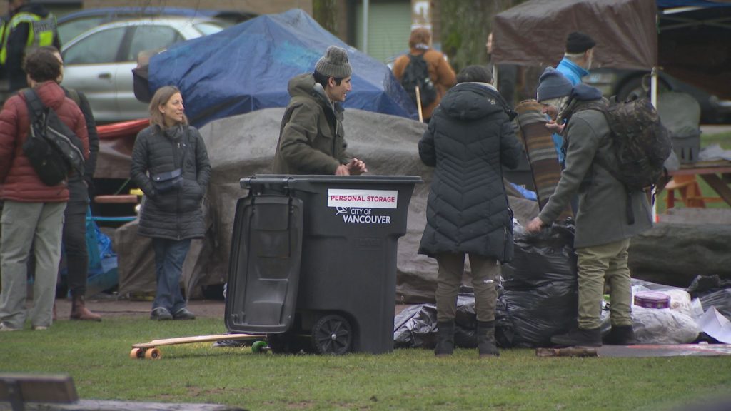 Oppenheimer Park on Jan. 10, 2024, as Vancouver Park Rangers decamp the area for a second day.