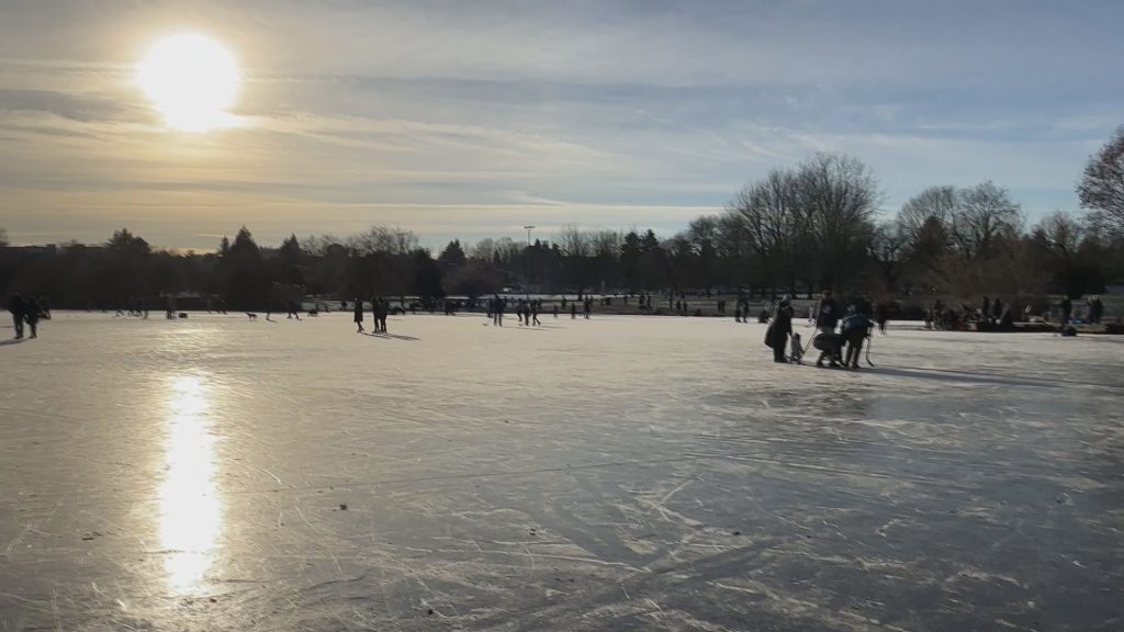 On Sunday, the sun was out and dozens of Vancouverites could be seen skating and walking across Trout Lake.