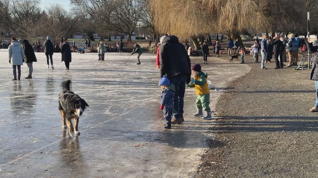 On Sunday, the sun was out and dozens of Vancouverites could be seen skating and walking across Trout Lake.