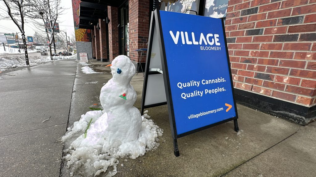 The Village Bloomery sign in East Vancouver on Jan. 18, 2024.