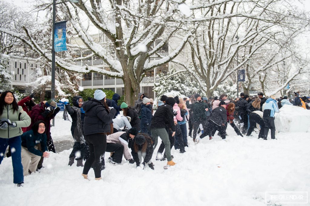 Students at the University of British Columbia gathered on Jan. 18, 2024 for a snowball fight on a day when classes were cancelled due to snow. (Photo by @mediahaus/Cassidy Chen)