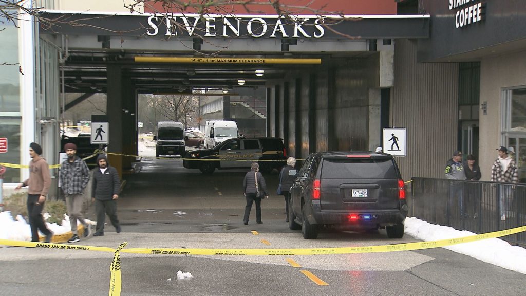 Abbotsford Police investigate a fatal shooting in the parking lot outside the Seven Oaks Shopping Mall