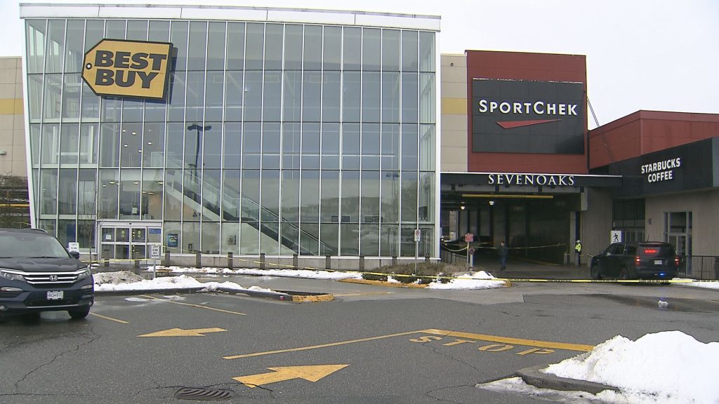 Abbotsford Police investigate a fatal shooting in the parking lot outside the Seven Oaks Shopping Mall