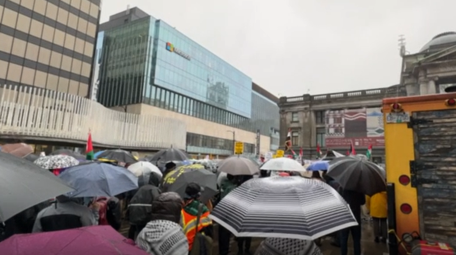 A pro-Palestinian demonstration was held outside the Vancouver Art Gallery Saturday afternoon.