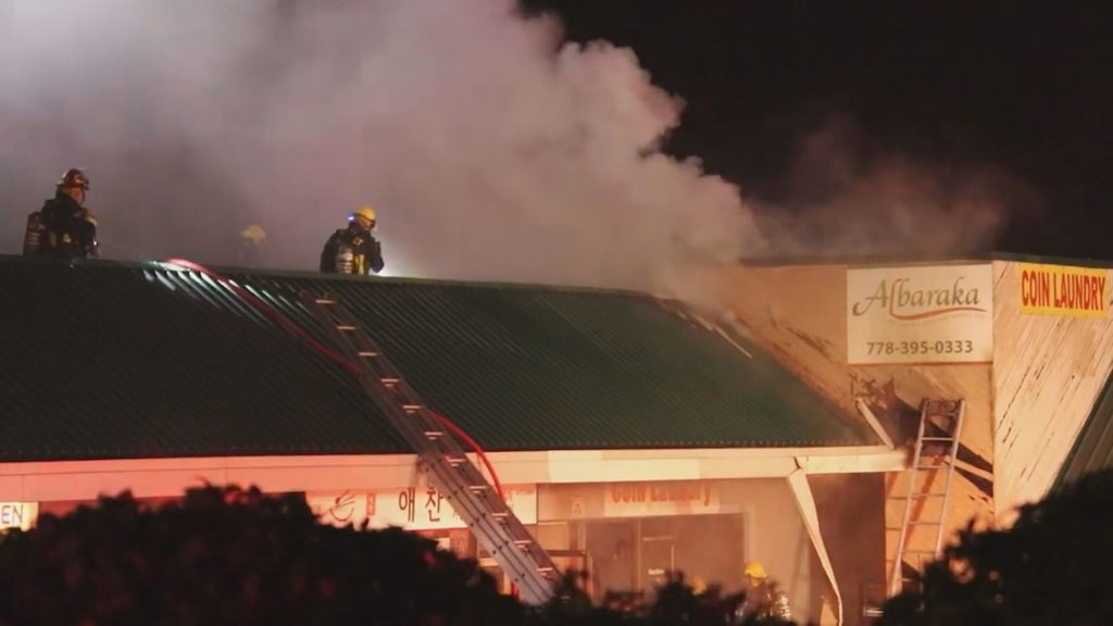 Police in Surrey are investigating after a fire broke out just after midnight Tuesday in the city's Guildford neighbourhood. (Credit: Shane MacKichan)