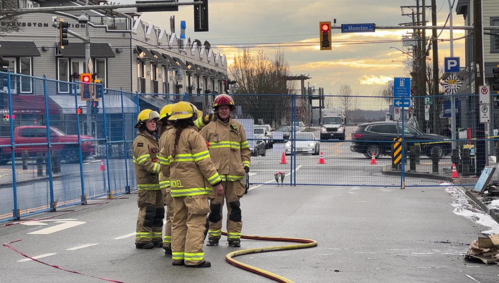 The remains of Super Grocer and Pharmacy in Richmond after a devastating fire on Jan. 26, 2024.