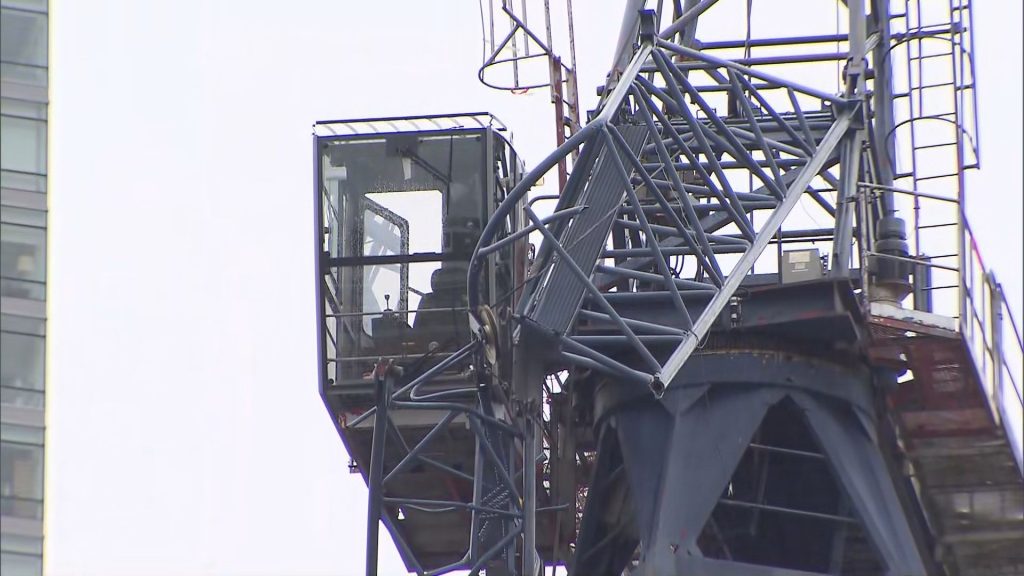 A crane incident in Surrey is seen