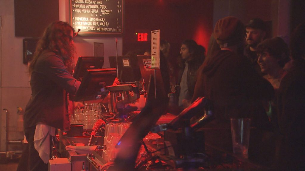 The bar at Vancouver's Fox Cabaret, a live music venue.