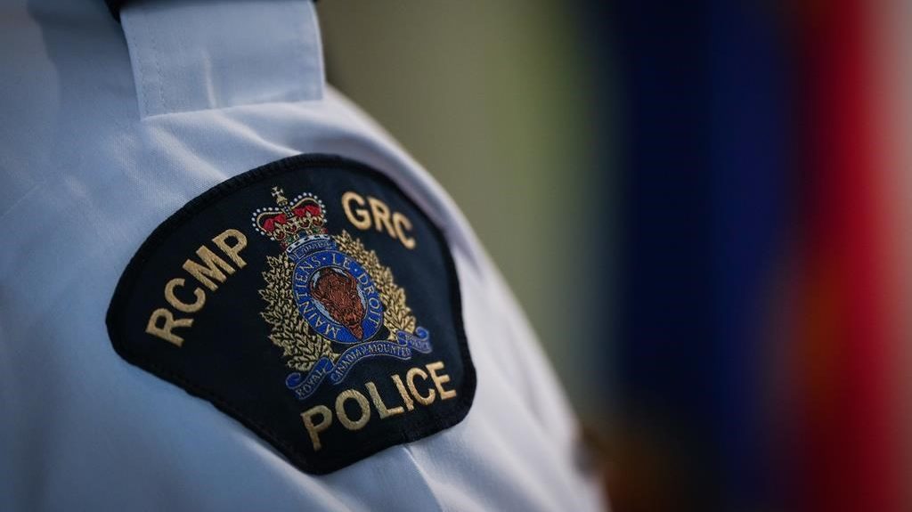 An RCMP patch is seen on a shoulder in Surrey, B.C., on Friday, April 28, 2023.