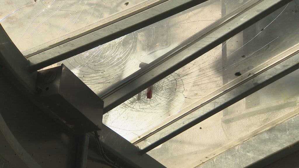 Damage is seen at the Improv Centre at Granville Island