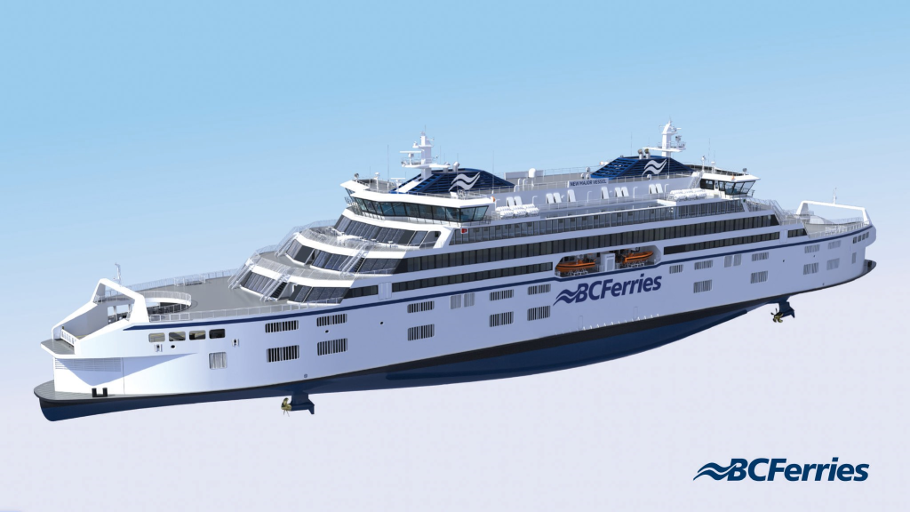 One of two conceptual renderings showing what BC Ferries' new vessels could look like as of 2029.