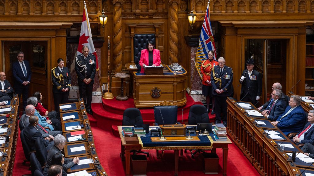 Lieutenant Governor Janet Austin speak at the B.C. Legislature on Monday February 6th, 2023. (B.C. Government Image)