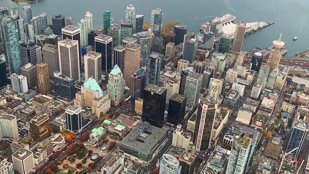 Downtown Vancouver pictured from the CityNews 1130 Air Patrol.