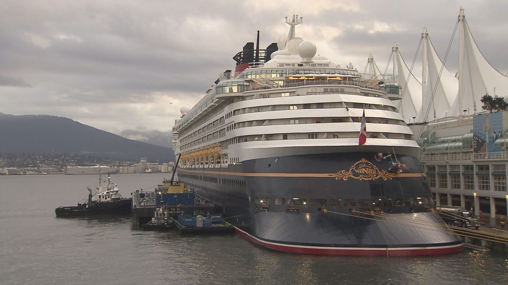The 'Disney Wonder' docked in Vancouver at Canada Place