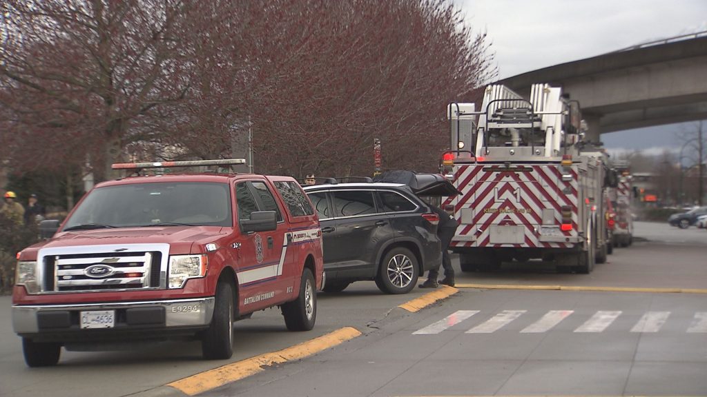 Vancouver Fire Rescue crews respond to a fire under the boardwalk at Science World