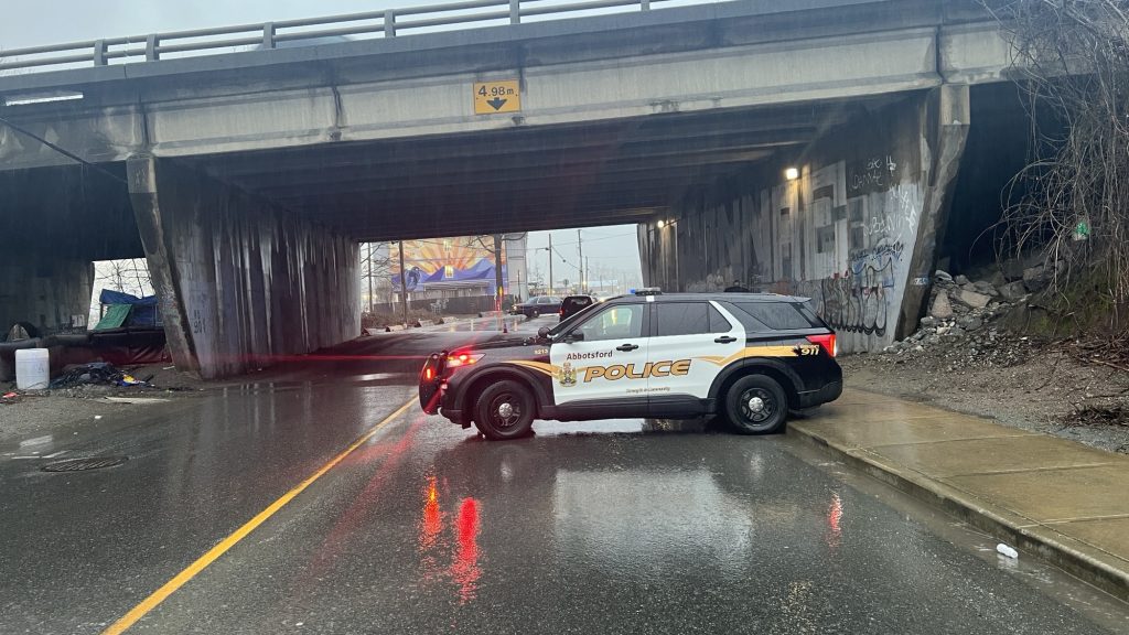 Police at the scene of a collision after a pedestrian was hit by a vehicle early in the morning Tuesday, March 12, 2024.