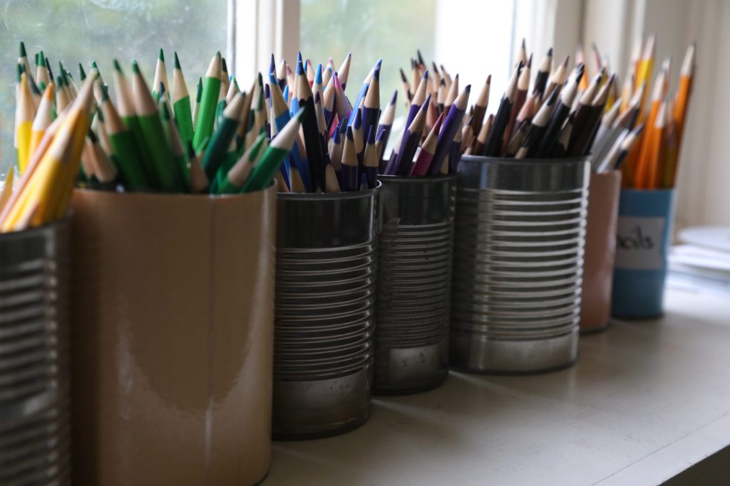 Pencils in a classroom in Metro Vancouver