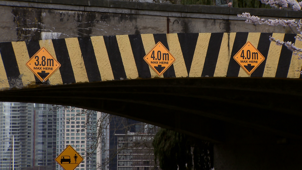 An overpass was struck in Stanley Park in Vancouver